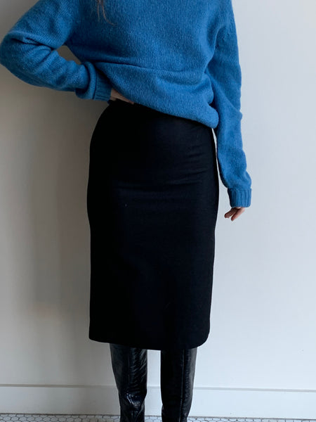 black cashmere midi skirt