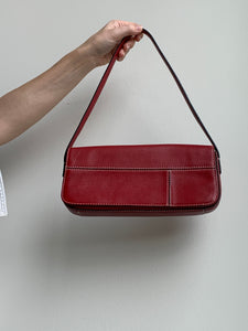 red baguette shoulder bag