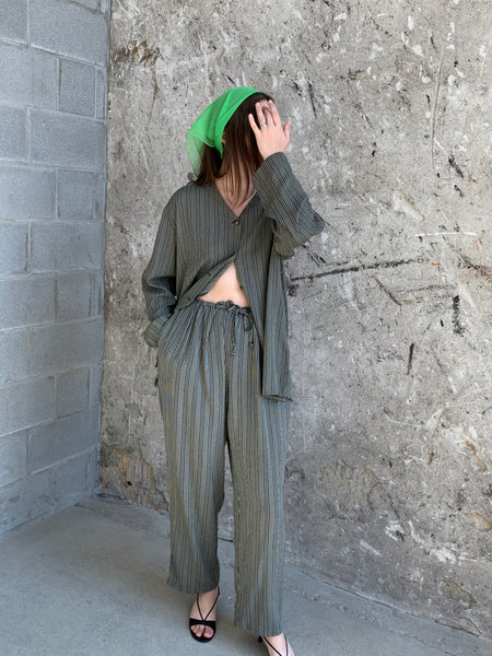 striped relaxed pant set