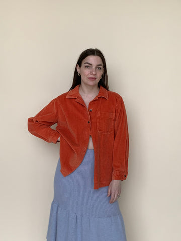 L.L.Bean orange corduroy shirt jacket