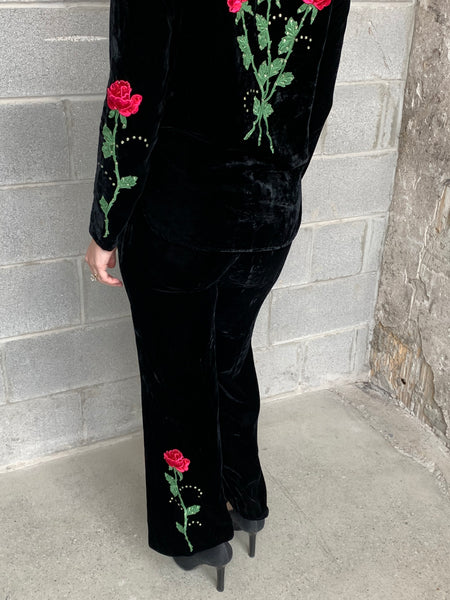 every rose has its thorn velvet pant set