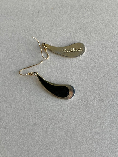 silver black teardrop earrings