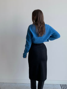 black cashmere midi skirt