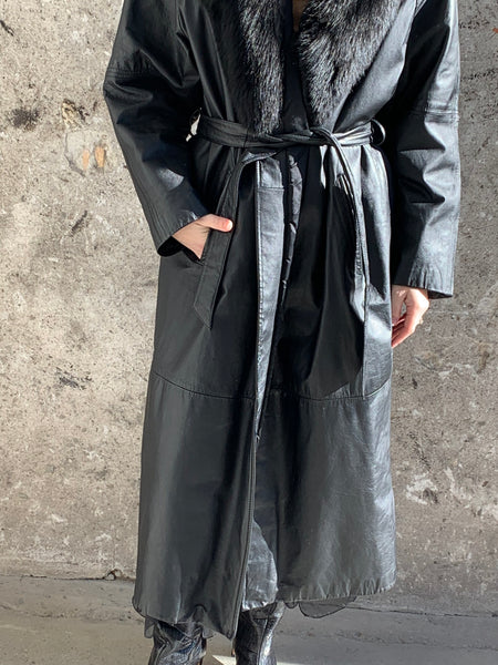 leather robe trench coat