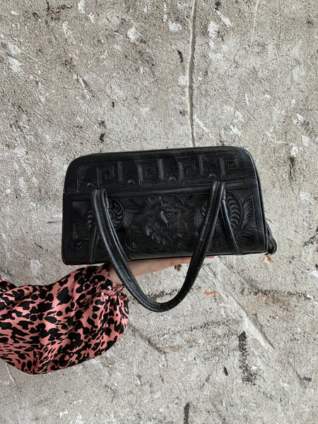 tooled leather vintage handbag
