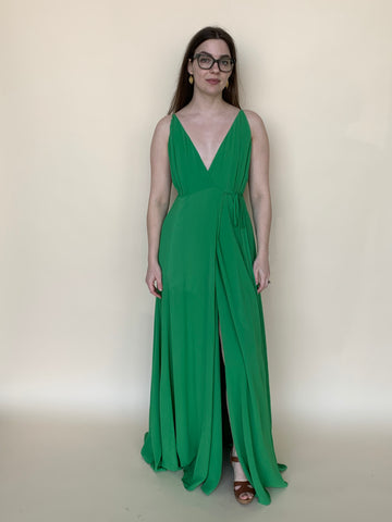 Reformation green maxi wrap dress