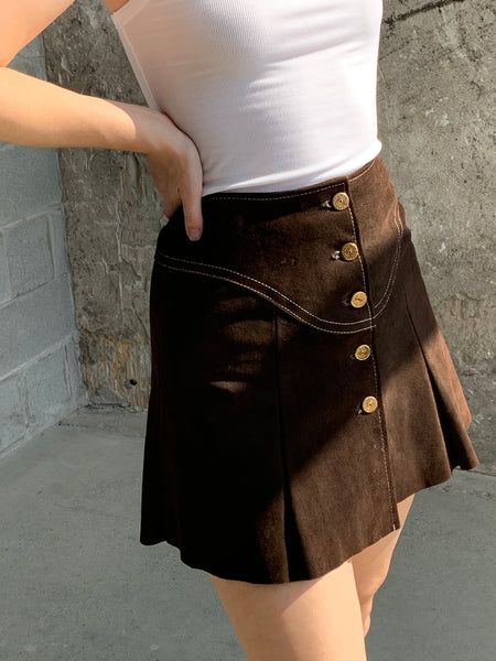 brown suede mini skirt