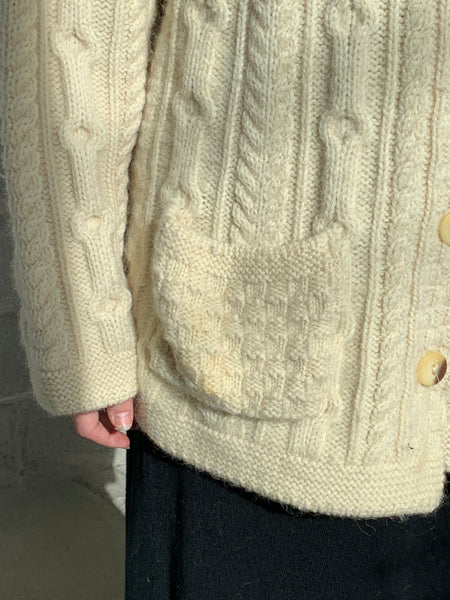 Aran cable knit sweater coat