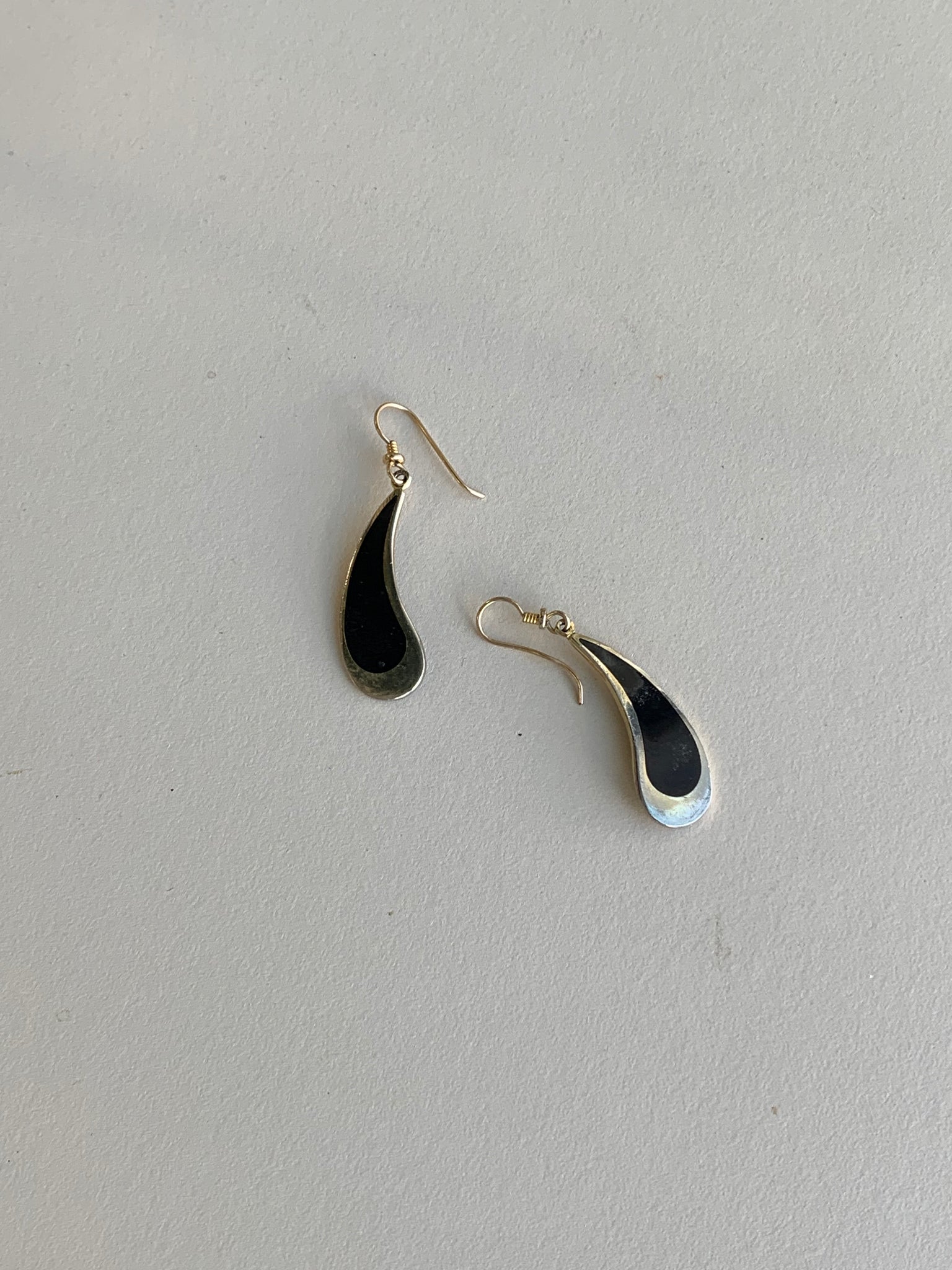 silver black teardrop earrings