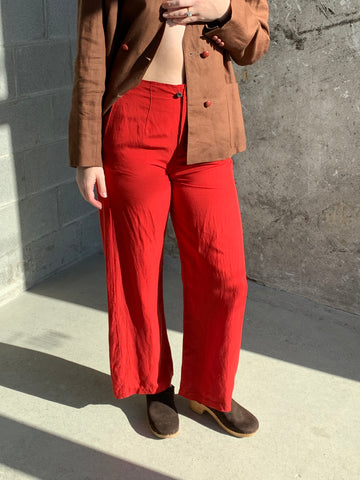 red straight leg pants