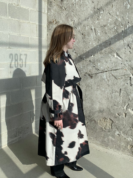 cow print trench coat