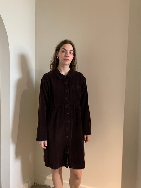 corduroy babydoll shirt dress