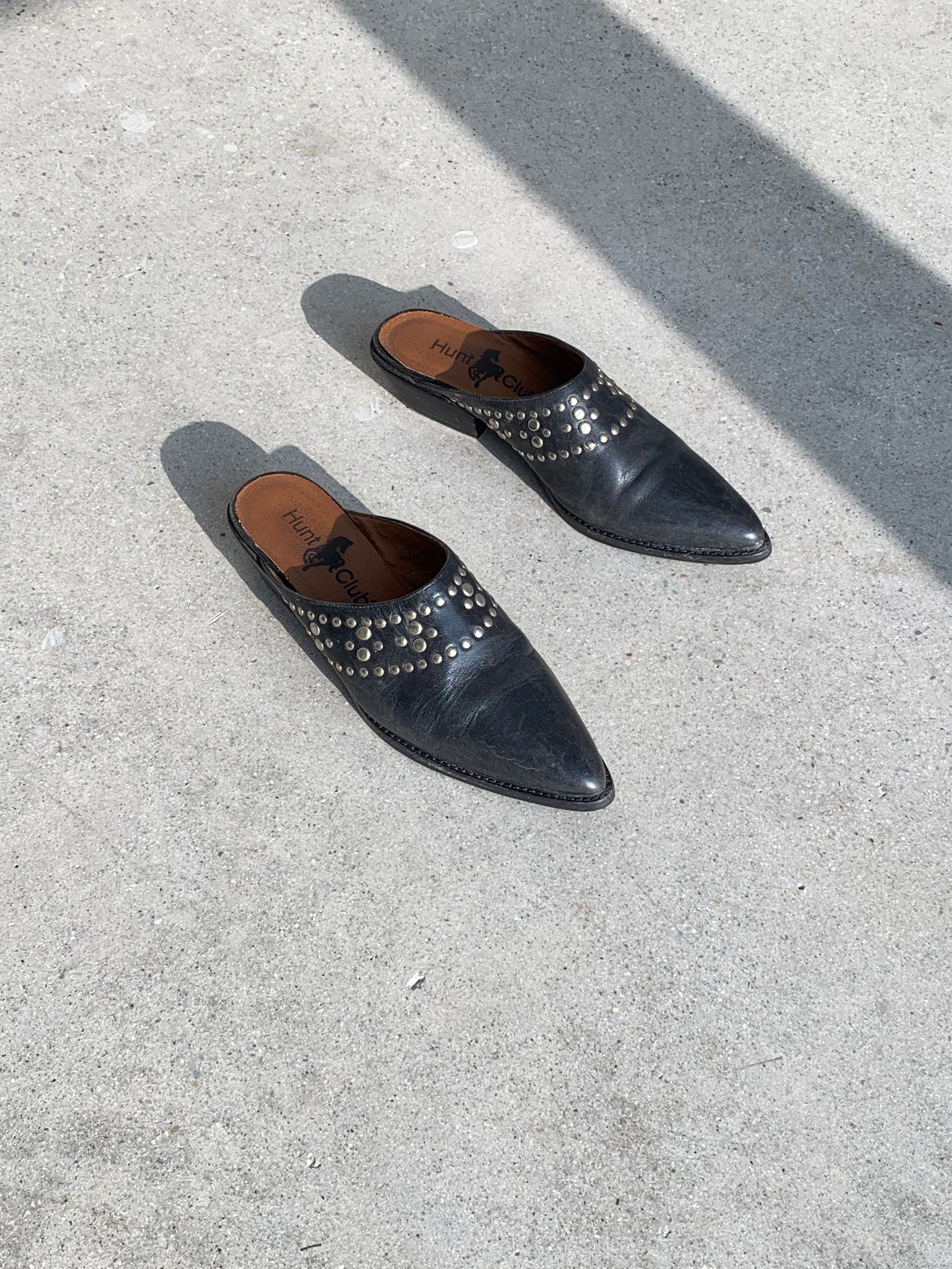 studded western mules