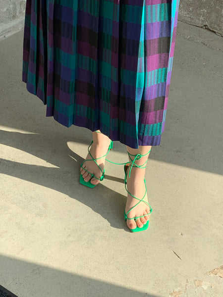 green strappy  sandals