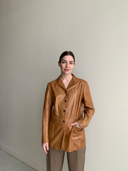 Jil Sander tan leather blazer